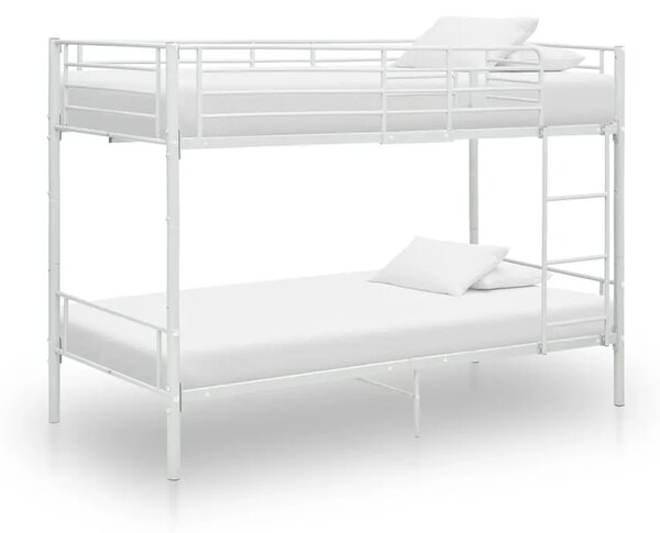 Krevet na kat bijeli metalni 90 x 200 cm - Bijela Ne Bijela