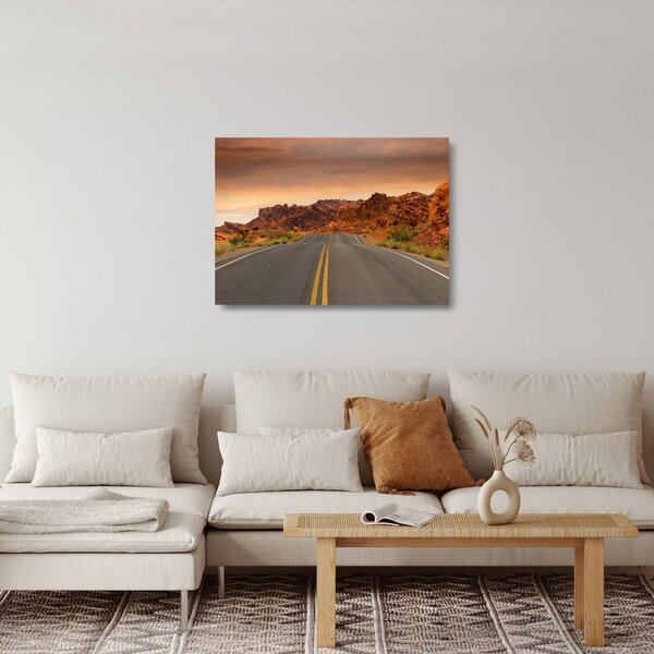 Staklena slika ceste u planinama (70x50 cm)