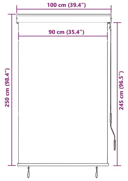 Vanjska roleta 100 x 250 cm bijelo-narančasta - Narančasta i bijela 100 x 250 cm Narančasta i bijela 100 x 250 cm