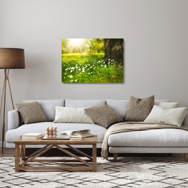 Staklena slika proplanaka i cvijeća (70x50 cm)