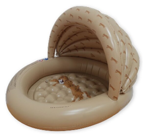 SWIM ESSENTIALS dječji bazen s nadstrešnicom, dno na napuhavanje Brown Leopard 100 cm