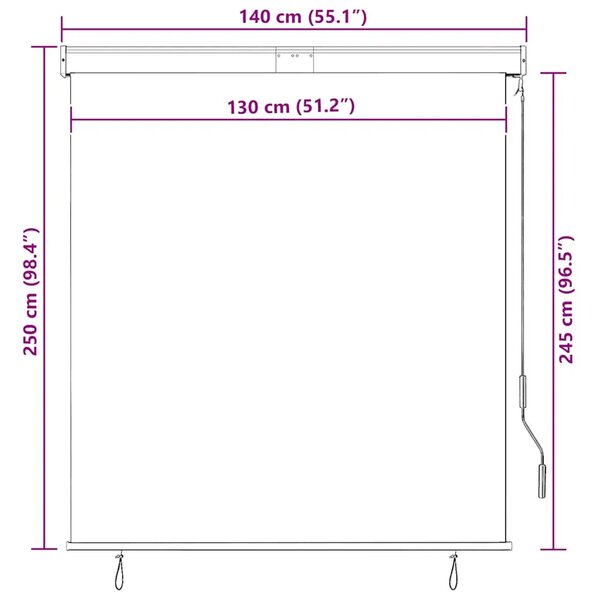 Vanjska roleta 140 x 250 cm krem - Krema 140 x 250 cm Krema 140 x 250 cm