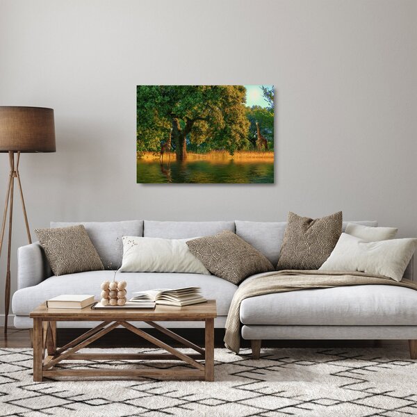 Staklena slika žirafe u divljini (70x50 cm)