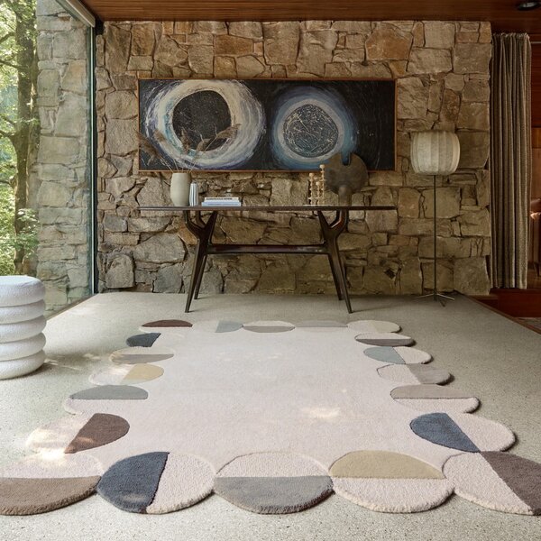 Sivo-bež ručno rađen vunen tepih 160x230 cm Mia Scallop Frame – Flair Rugs