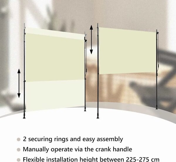 Vanjska roleta 200 x 270 cm krem - Krema 200 x 270 cm 1 Podesiva visina (225 – 275 cm)