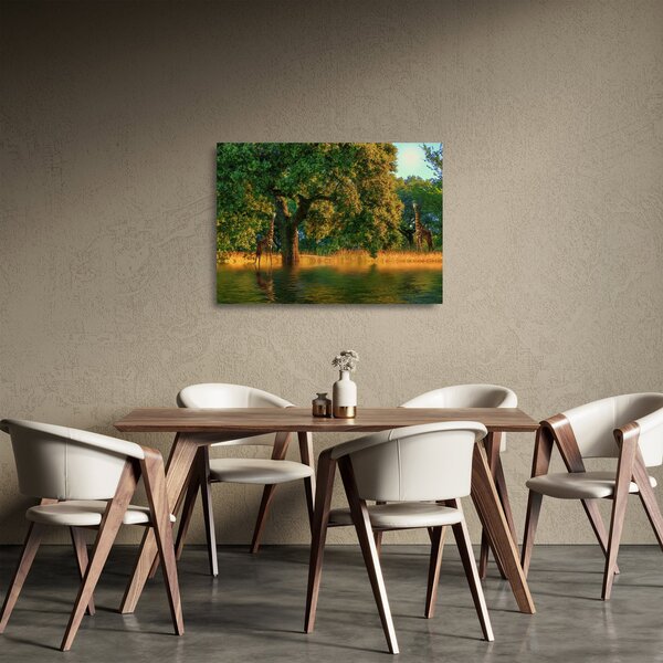 Staklena slika žirafe u divljini (70x50 cm)