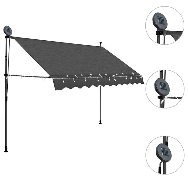 Tenda na ručno uvlačenje s LED svjetlima 250 cm antracit - Antracit 1 250 cm Antracit