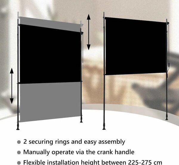 Vanjska roleta 150 x 270 cm antracit - Antracit 150 x 270 cm 1 Podesiva visina (225 – 275 cm)