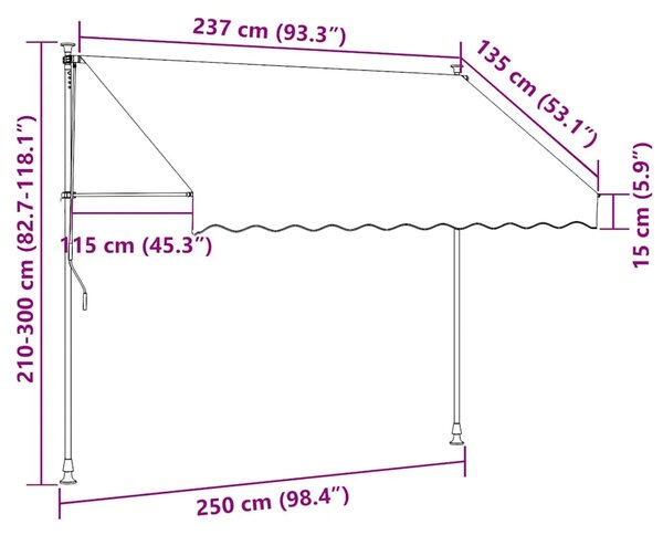 Tenda na ručno uvlačenje s LED svjetlima 250 cm antracit - Antracit 1 250 cm Antracit