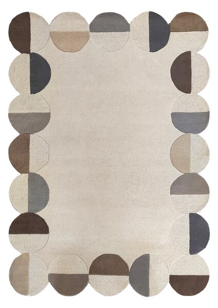 Sivo-bež ručno rađen vunen tepih 160x230 cm Mia Scallop Frame – Flair Rugs