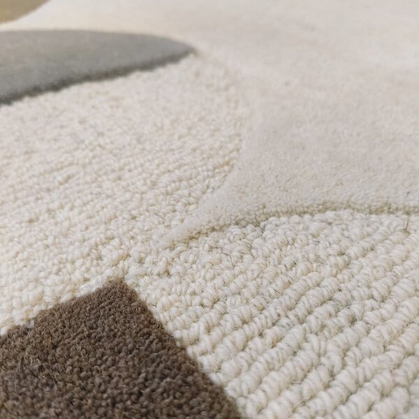 Sivo-bež ručno rađen vunen tepih 160x230 cm Mia Scallop Frame – Flair Rugs