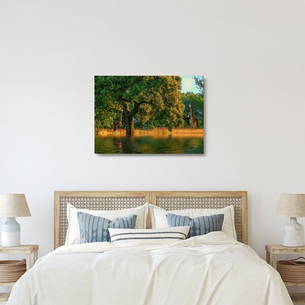Staklena slika žirafe u divljini (70x50 cm)