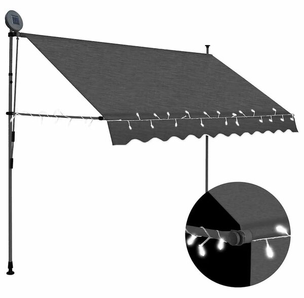 Tenda na ručno uvlačenje s LED svjetlima 250 cm antracit - Antracit 1 250 cm Antracit