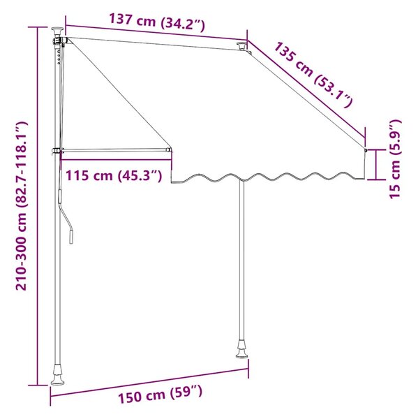 Tenda na ručno uvlačenje 150 cm antracit - Antracit 1 bijeli okvir 150 cm