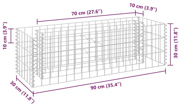 Gabionska sadilica od pocinčanog čelika 90 x 30 x 30 cm - 90 x 30 x 30 cm 1 90 x 30 x 30 cm