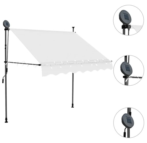 Tenda na ručno uvlačenje s LED svjetlima 150 cm krem - Krema 1 150 cm Krema