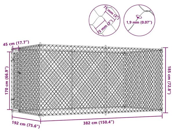 Vanjski kavez za pse 382 x 192 x 185 cm - 382 x 192 x 185 cm 1 Ne 382 x 192 x 185 cm