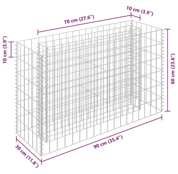 Gabionska sadilica od pocinčanog čelika 90 x 30 x 60 cm - 90 x 30 x 60 cm 1 90 x 30 x 60 cm
