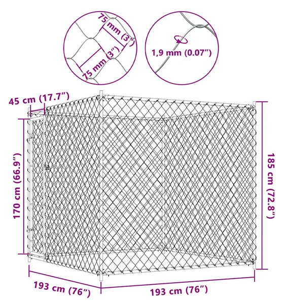 Vanjski kavez za pse 193 x 193 x 185 cm - 193 x 193 x 185 cm 1 Ne 193 x 193 x 185 cm