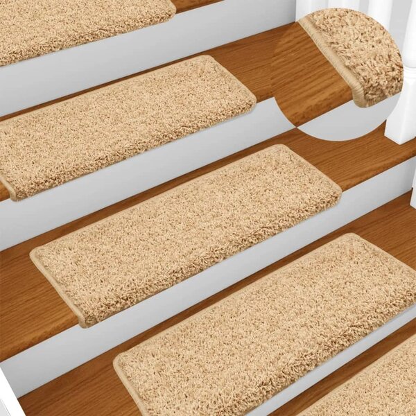 Prostirke za stepenice 15 kom 65x21x4 cm krem pravokutni rub - Krema 65 x 21 x 4 cm 15 Krema