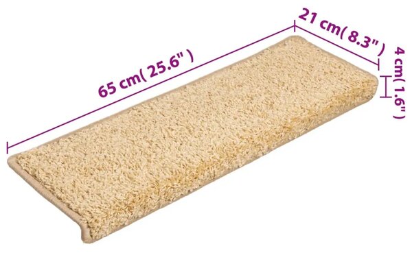 Prostirke za stepenice 15 kom 65x21x4 cm krem pravokutni rub - Krema 65 x 21 x 4 cm 15 Krema
