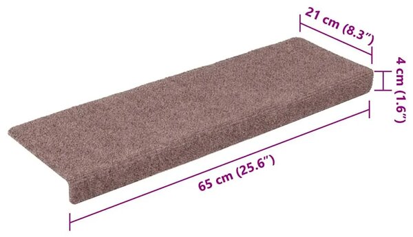 Prostirke za stepenice samoljepljive 15 kom 65x21x4 cm svijetlosmeđa pravokutni rub - Svjetlosmeđa 15 Svjetlosmeđa 15