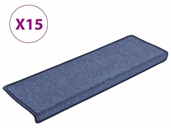 Prostirke za stepenice 15 kom 65x21x4 cm plave pravokutne rubove - Plava 65 x 21 x 4 cm 15 Plava