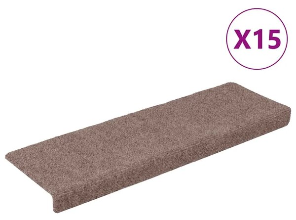 Prostirke za stepenice samoljepljive 15 kom 65x21x4 cm svijetlosmeđa pravokutni rub - Svjetlosmeđa 15 Svjetlosmeđa 15