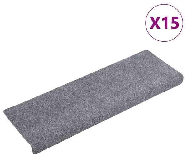 Prostirke za stepenice samoljepljive 15 kom 65x21x4 cm svijetlo sive pravokutne rubove - Svjetlosiva 15 Svjetlosiva 15