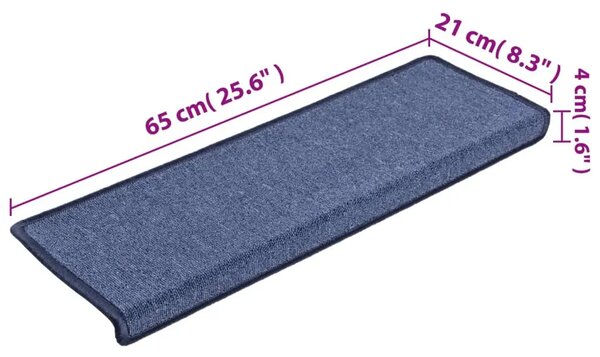 Prostirke za stepenice 15 kom 65x21x4 cm plave pravokutne rubove - Plava 65 x 21 x 4 cm 15 Plava
