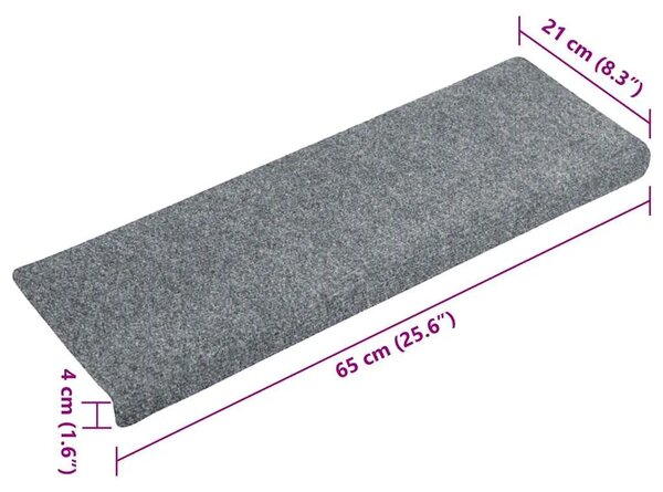 Prostirke za stepenice samoljepljive 15 kom 65x21x4 cm svijetlo sive pravokutne rubove - Svjetlosiva 15 Svjetlosiva 15