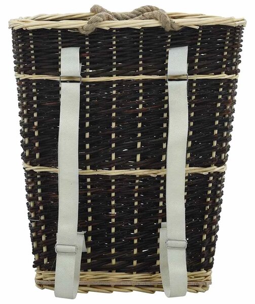 Košara za drva za ogrjev s remenjem 50x44x58 cm prirodna vrba - 50 x 44 x 58 cm 50 x 44 x 58 cm