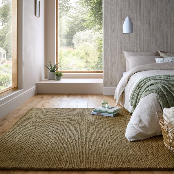 Kaki zeleni ručno rađen vunen tepih 160x230 cm Harris Boucle – Flair Rugs