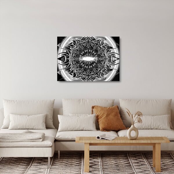 Staklena slika crno-bijelih ornamenata (70x50 cm)