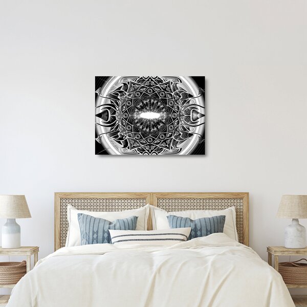 Staklena slika crno-bijelih ornamenata (70x50 cm)