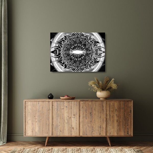 Staklena slika crno-bijelih ornamenata (70x50 cm)