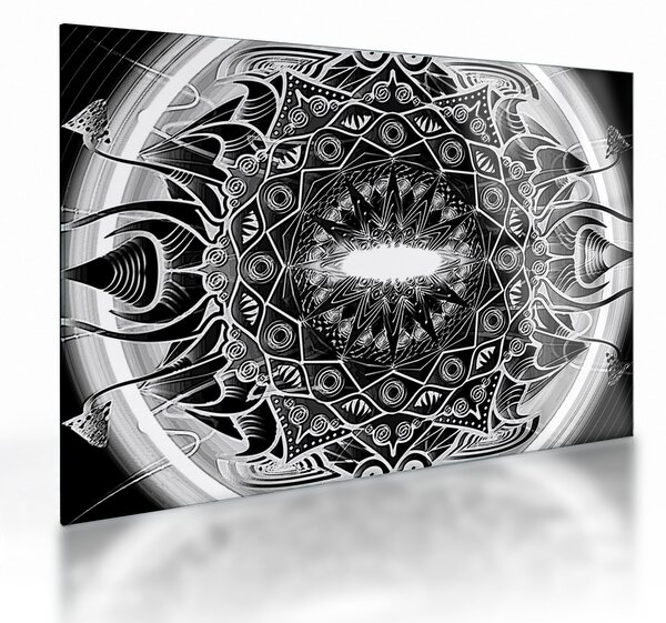 Staklena slika crno-bijelih ornamenata (70x50 cm)