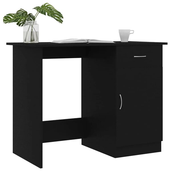 Radni stol crni 100 x 50 x 76 cm od konstruiranog drva - Crna Crna