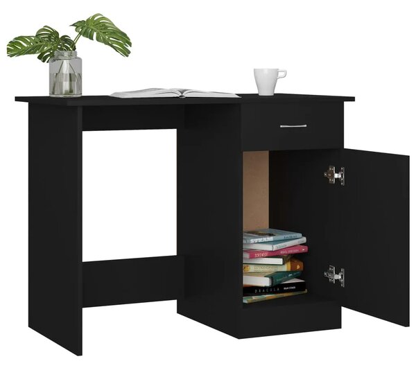 Radni stol crni 100 x 50 x 76 cm od konstruiranog drva - Crna Crna