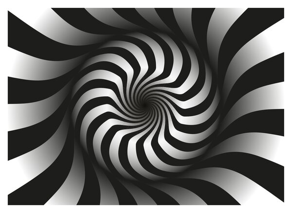 Apstraktna staklena slika crno-bijele spirale (70x50 cm)