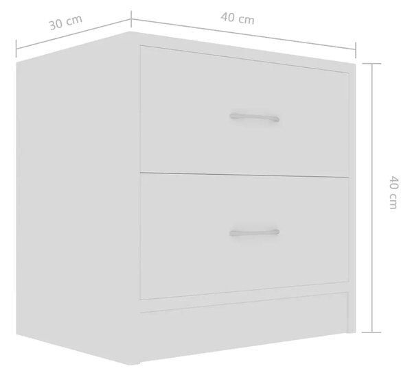 Noćni ormarići 2 kom bijeli 40 x 30 x 40 cm konstruirano drvo - Bijela 2 Bijela 2