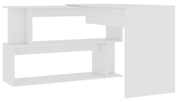 Kutni radni stol bijeli 200 x 50 x 76 cm od konstruiranog drva - Bijela Bijela