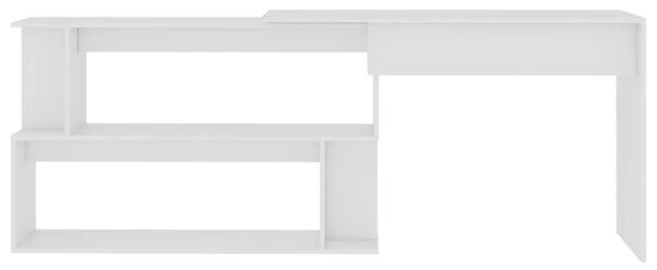 Kutni radni stol bijeli 200 x 50 x 76 cm od konstruiranog drva - Bijela Bijela