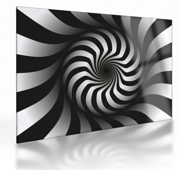Apstraktna staklena slika crno-bijele spirale (70x50 cm)
