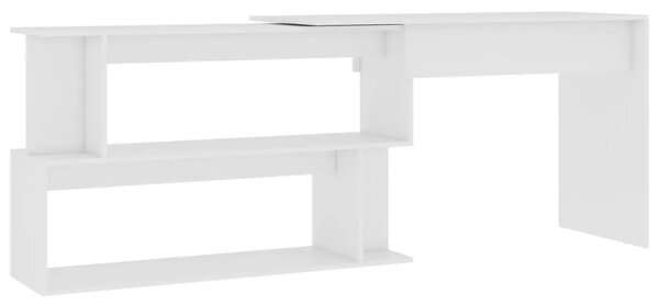 Kutni radni stol bijeli 200 x 50 x 76 cm od konstruiranog drva - Bijela Bijela
