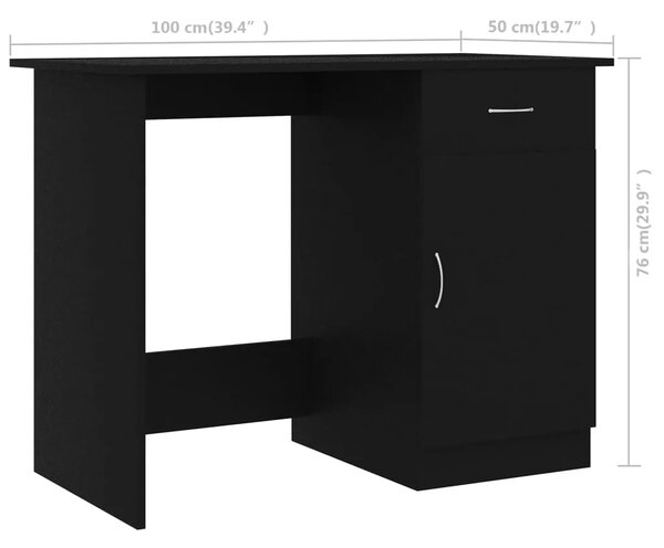 Radni stol crni 100 x 50 x 76 cm od konstruiranog drva - Crna Crna