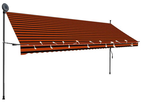Tenda na ručno uvlačenje s LED svjetlom 400 cm narančasto-smeđa - narančasta i smeđa 1 400 cm Narančasta i smeđa