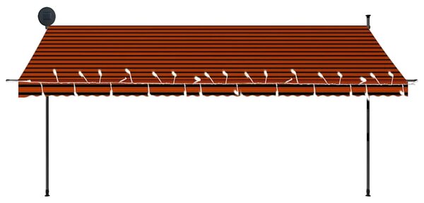 Tenda na ručno uvlačenje s LED svjetlom 400 cm narančasto-smeđa - narančasta i smeđa 1 400 cm Narančasta i smeđa