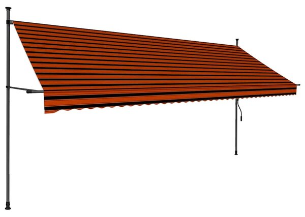 Tenda na ručno uvlačenje s LED svjetlom 400 cm narančasto-smeđa - narančasta i smeđa 1 400 cm Narančasta i smeđa