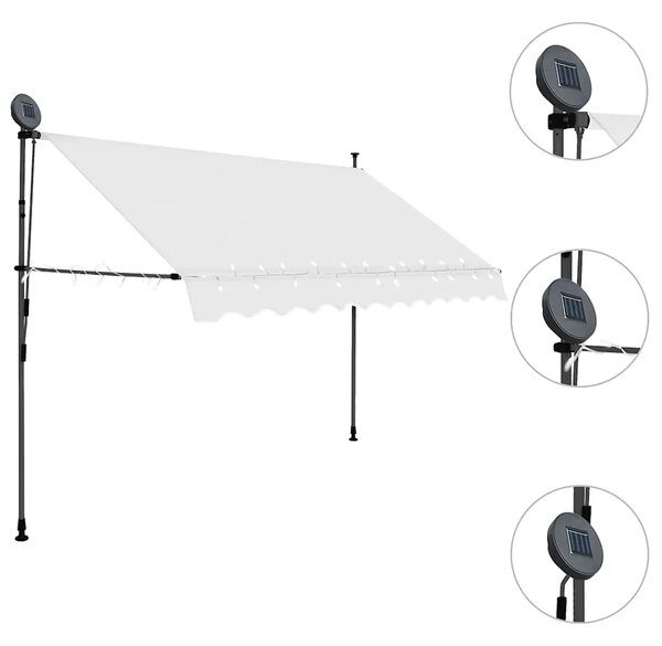 Tenda na ručno uvlačenje s LED svjetlima 300 cm krem - Krema 1 300 cm Krema